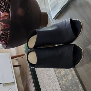 Navy blue leather shoes